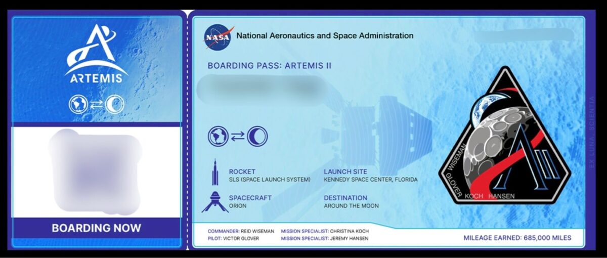 「Send Your Name with Artemis II」デジタル搭乗券