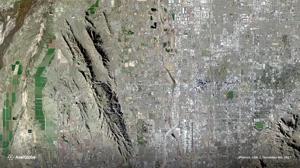 AxelGlobe事業向けに運用される観測衛星「GRUS-1E)から撮影された画像