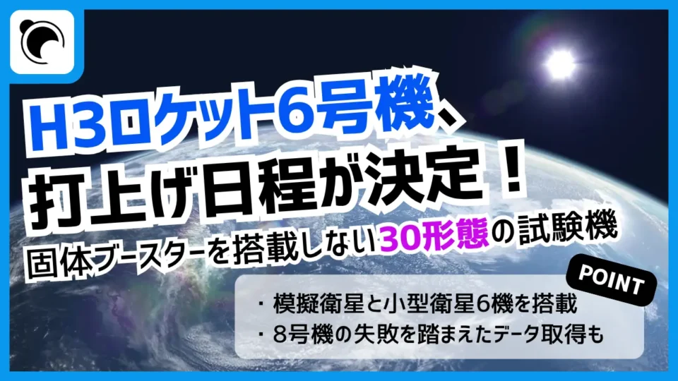 H3ロケット6号機（30形態試験機）の打上げ日程が決定