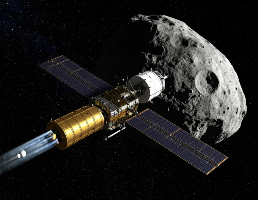 宇宙機における小惑星資源の推進利用イメージ