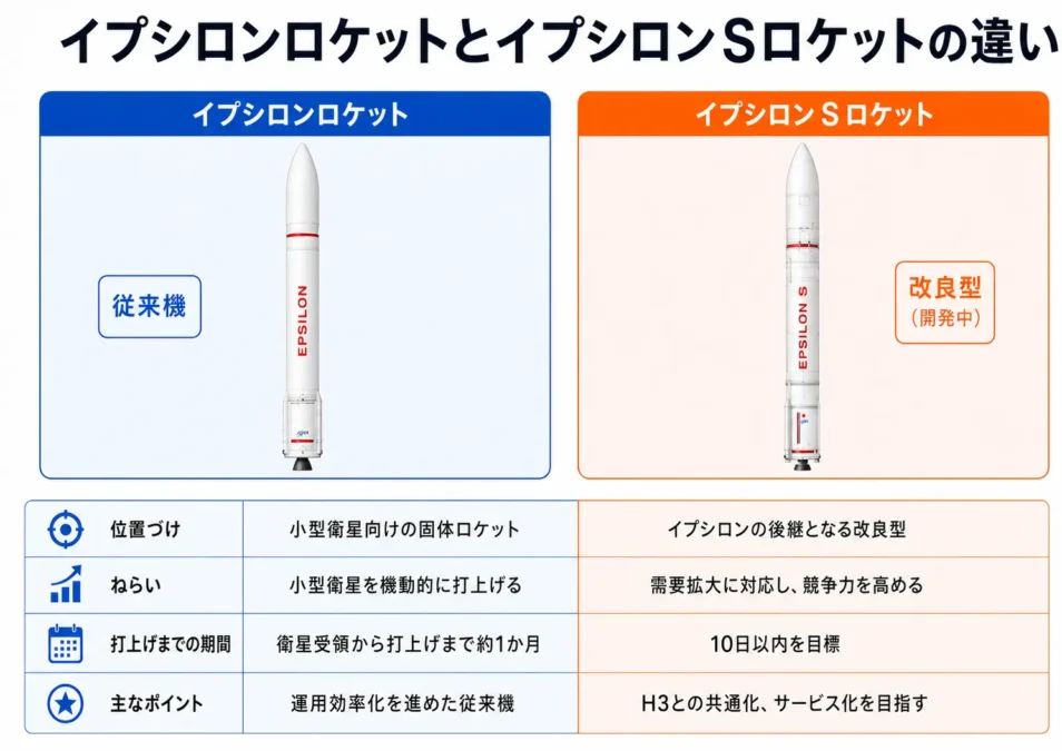 イプシロンロケットとイプシロンSロケットの違い
