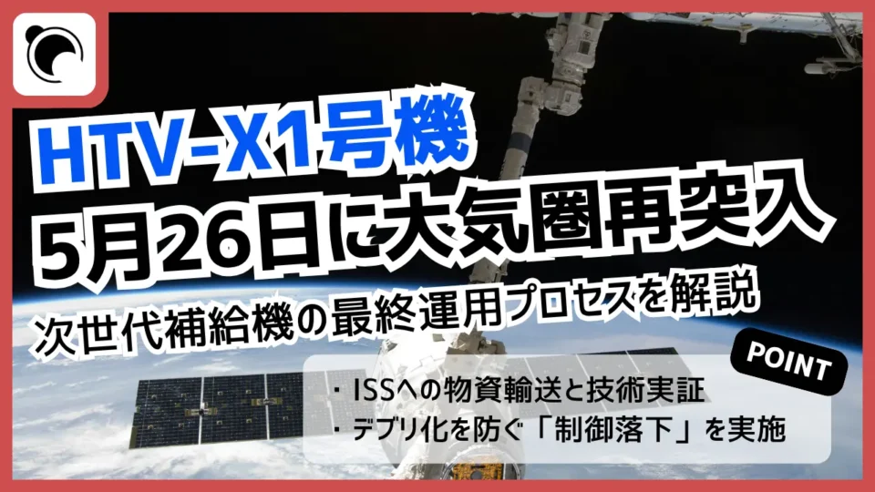 HTV-X1号機、5月26日に大気圏再突入へ