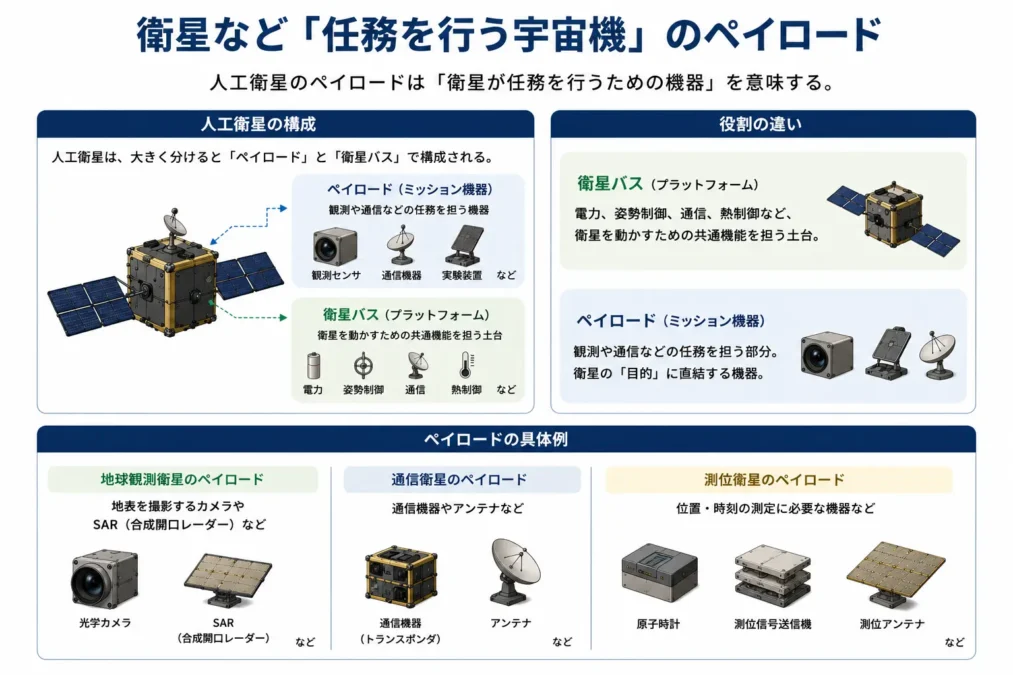 衛星など「任務を行う宇宙機」のペイロード