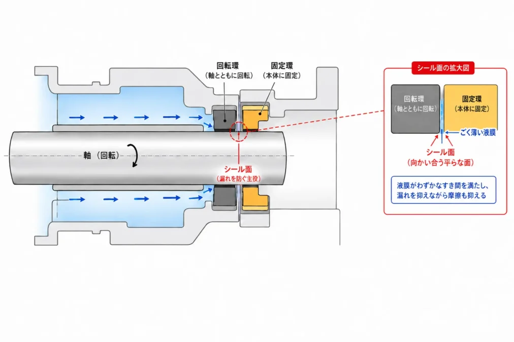 ターボポンプ向けシールが推進薬の漏れを防ぐイメージ