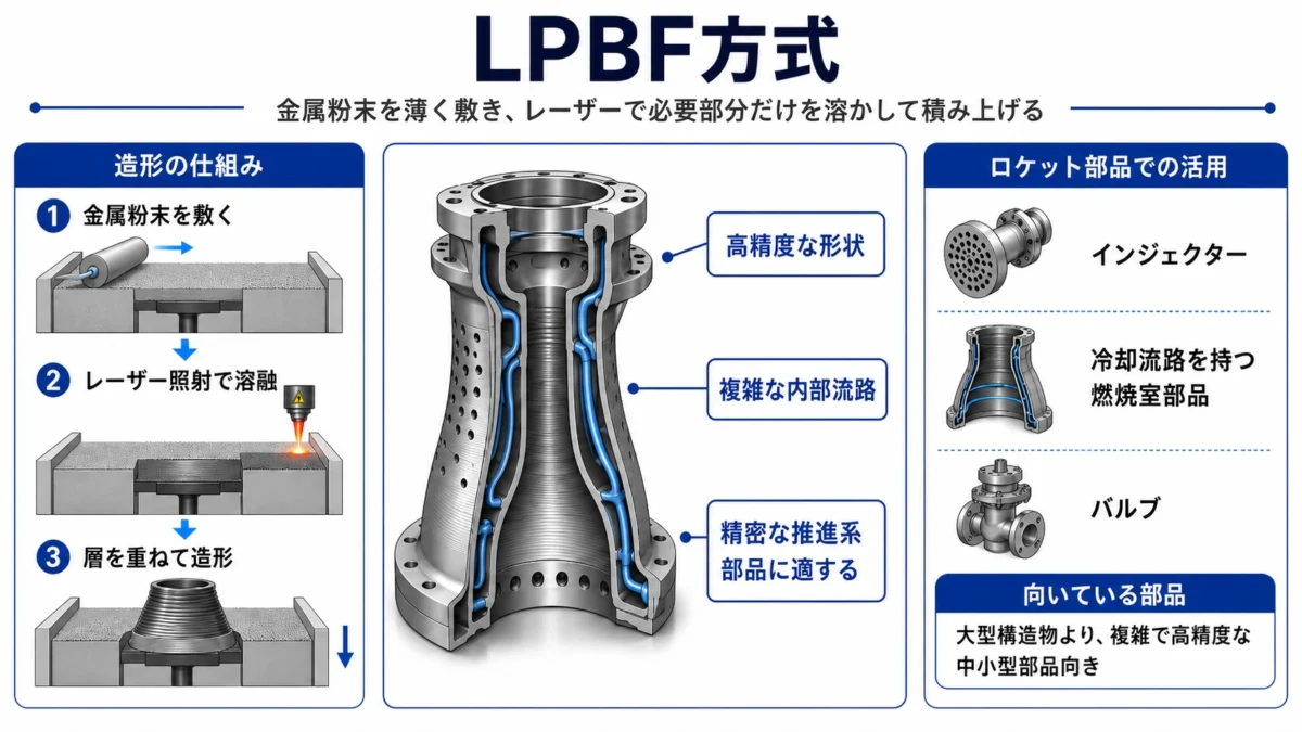 LPBF方式の造形の仕組みを説明している画像