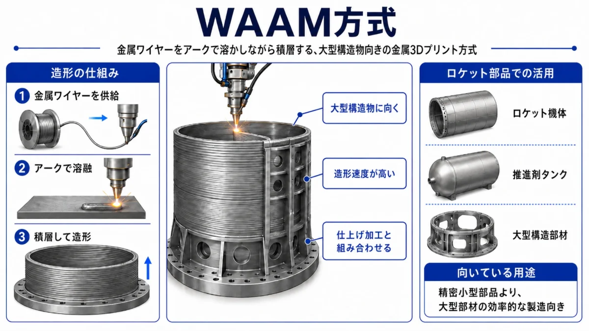 WAAM方式の仕組みを説明している画像