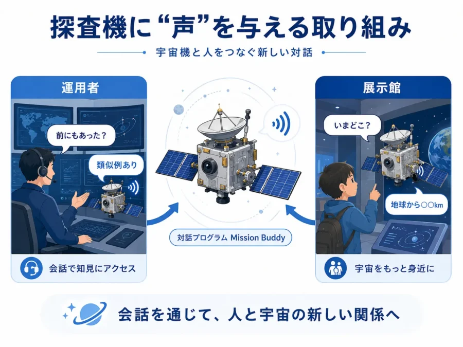 JAXAとイディナが進める「宇宙機の対話認知インターフェース事業」に関する共創活動のイメージ画像