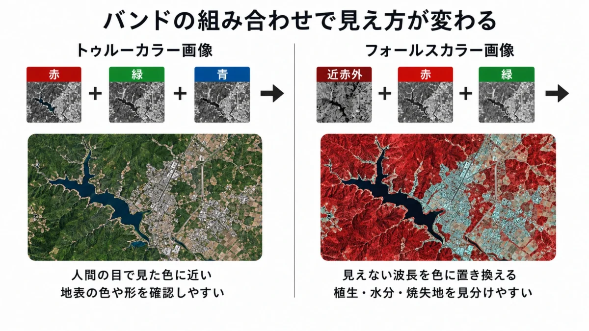 バンドの組み合わせによる見え方の比較