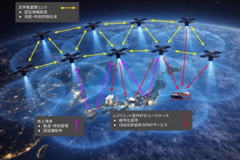 LEO-PNT衛星コンステレーションのコンセプトイメージ