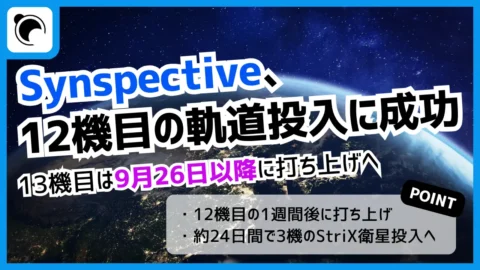 Synspectiveの小型SAR衛星「StriX」、12機目の軌道投入成功｜13機目は9月26日打ち上げへ