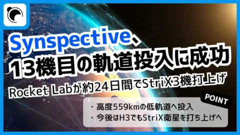 Synspective、13機目のSAR衛星を打ち上げ｜約24日間で3機を宇宙へ