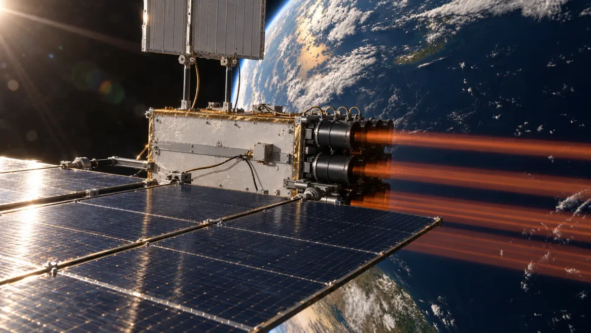 Zero Industriesが開発するレーザー送電用の発電衛星のイメージ(CG)