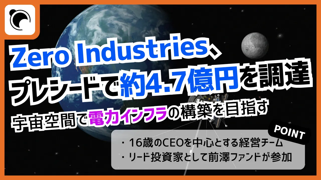 Zero Industries、プレシードで前澤ファンドなどから約4.7億円を調達|宇宙で電力インフラの構築へ